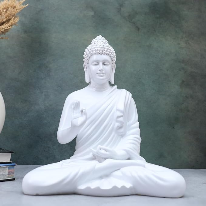 14 inch Buddha for Home Decor (White) - Unipeg Decor