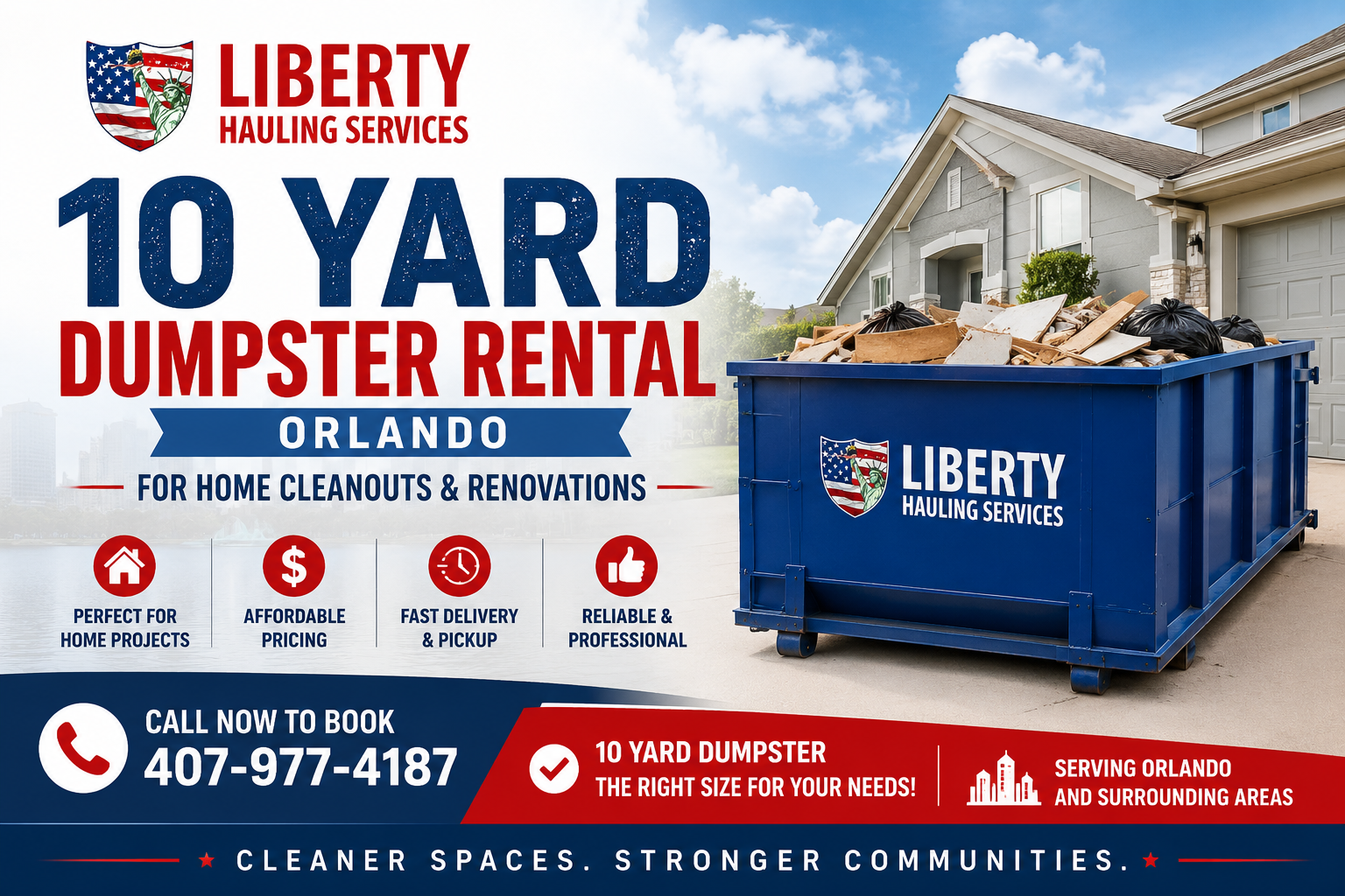 10 Yard Dumpster Rental Orlando | Liberty Hauling Services